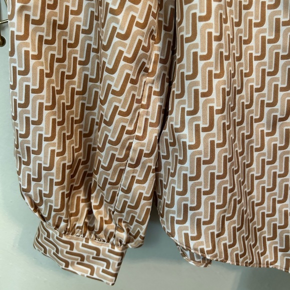 Joie Joslin Tie Neck Silk Printed Blouse Premium Label Quiet Luxury Size Large - Picture 5 of 8